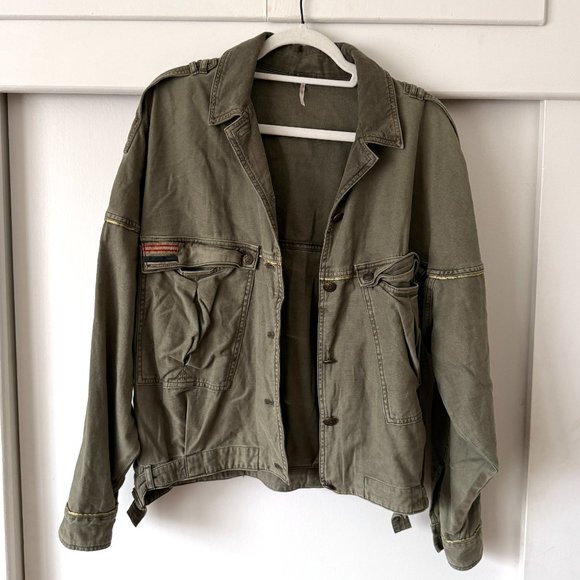 Free People Green Slouchy Military Jacket size XS - Picture 2 of 15